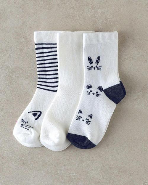 Cat 3'Lü Çocuk Çorap Siyah - Beyaz