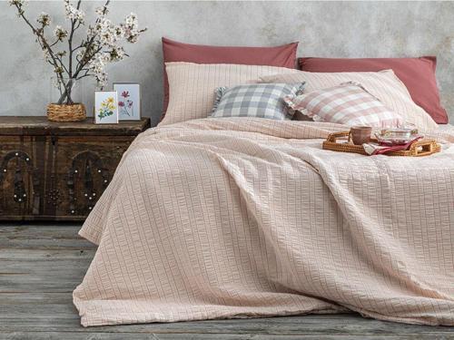 Crispate Gofre Tek Kişilik Nevresım Takımı 160X220 Cm Pudra – Pembe