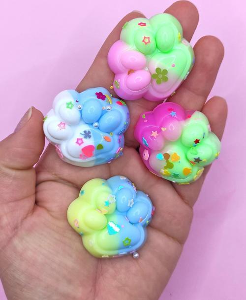 Mini Pati Taba Squishy Kedi Pati Sıkma 3,5 cm Pullu Pati Sukuşi - 4 adet