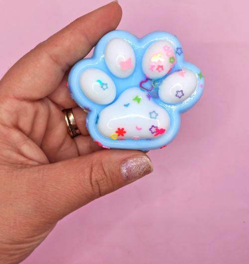 Pati Taba Squishy Kedi Pati Sıkma 7 cm Pullu Pati Sukuşi - Mavi