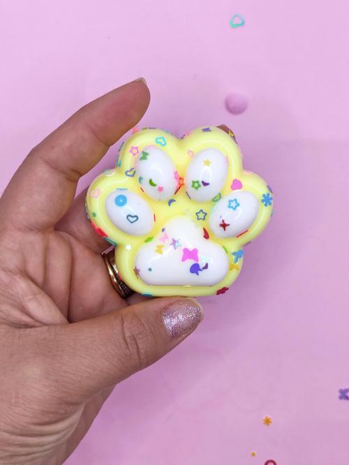Pati Taba Squishy Kedi Pati Sıkma 7 cm Pullu Pati Sukuşi - Sarı