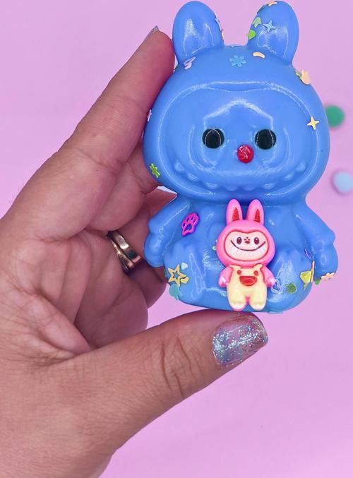 Sevimli Tavşan Squishy Pullu Yumuşacık (6x9 cm) Sukuşi - Mavi