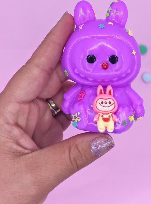 Sevimli Tavşan Squishy Pullu Yumuşacık (6x9 cm) Sukuşi - Mor