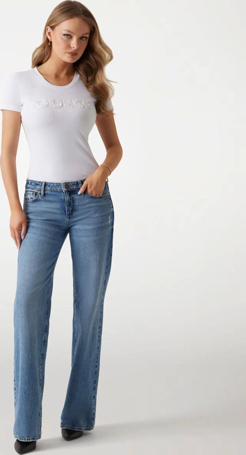 Kadın Beyaz Slim Fit Logolu T-shirt