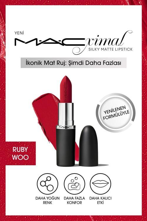 M·A·Cxımal Silky Matte Lipstick Nemlendirme Etkili Yoğun Renk Sağlayan Ruj - Ruby Woo