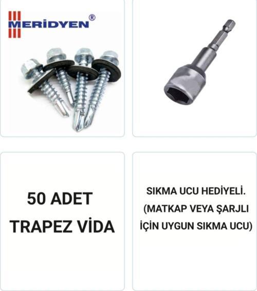 Trapez Vidası 5,5 X 32 Mm. / Çatı Vidası / Akıllı Sac Vidası / ( 50 Adet ) Uç Hediyeli
