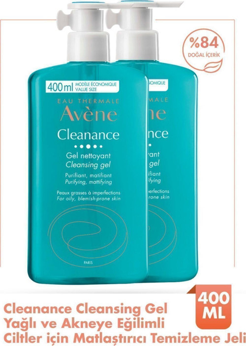 Cleanance Yağlı ve Akneye Eğilimli Ciltler için Matlaştırıcı Etkili Temizleme Jeli 400 ml 2 Adet