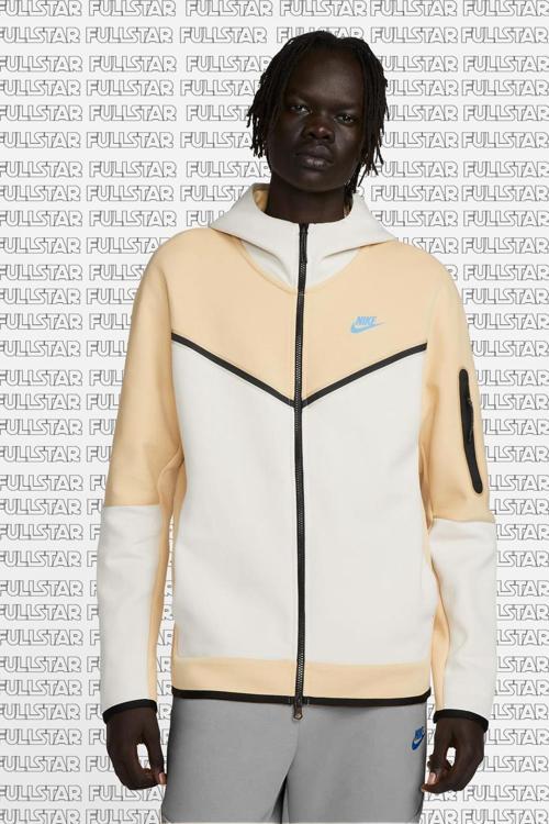 Sportswear Tech Fleece Full Zip Hoodie Fermuarlı Kapüşonlu Sweatshirt Bej