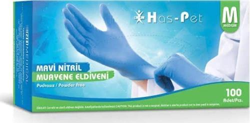 Haspet Mavi Nitril Eldiven - M Beden