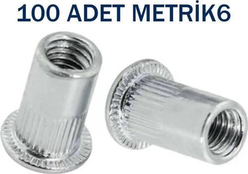 Yuvarlak (Silindir) Geniş Kafa (Flanşlı) Çelik Somun Perçin M6 Metrik 6 - 100 Adet