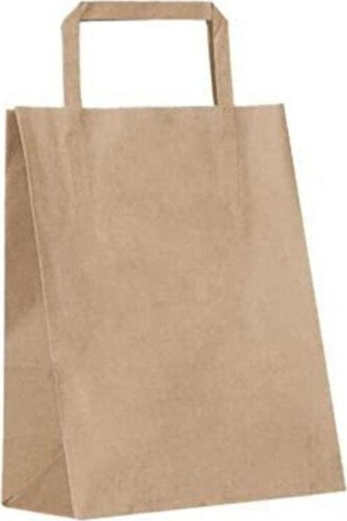 Düz Saplı Kraft Çanta Kraft Poşet 22Cmx10Cmx27Cm 25 Adet