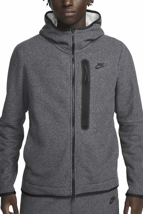 Sportswear Tech Fleece Winter Full Zip Gray Hoodie Kapüşonlu Kalın Erkek Sweatshirt Gri