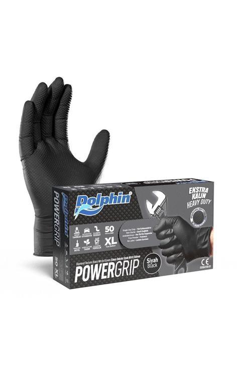 Powergrip Ekstra Kalın Siyah Nitril Eldiven (Xl) 50Li Paket