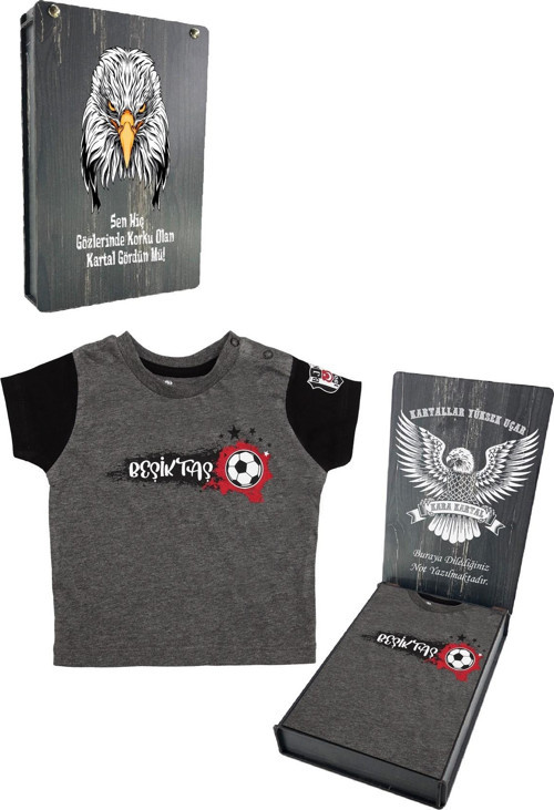 Orijinal Antrasit Bebek T-Shirt Kişiye Özel Hediyelik Ahşap Kutulu