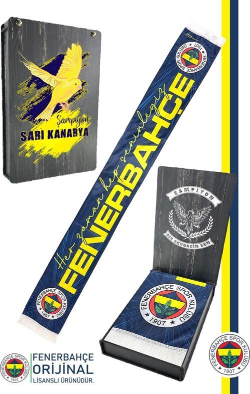 Orijinal Lisanslı Her Zaman Hep Seninleyiz Şal Atkı Kanarya Baskılı Ahşap Kut