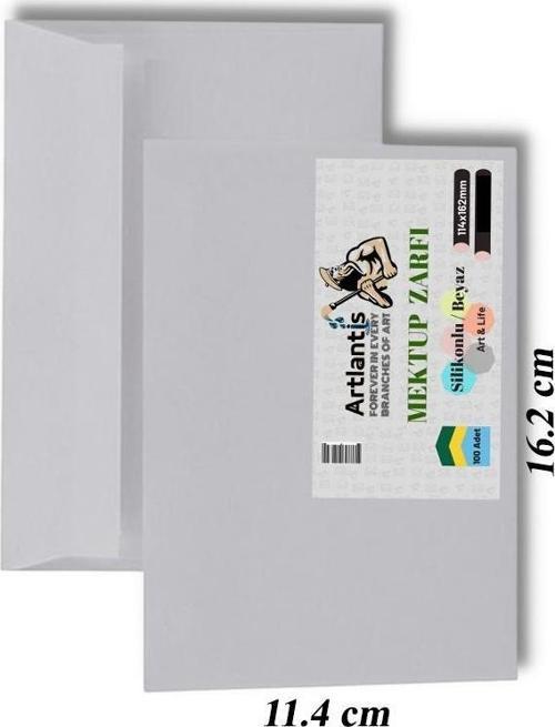 Mektup Zarfı Silikonlu 114x162 Mm 100 Adet 1 Paket Artlantis Cırtlı Beyaz Zarf Takı Zarfı Düğün Para Zarfı
