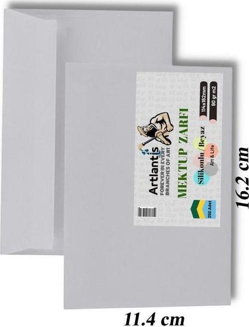 Mektup Zarfı Silikonlu 114x162 Mm 250 Adet 1 Paket Artlantis Cırtlı Beyaz Zarf Takı Zarfı Düğün Para Zarfı