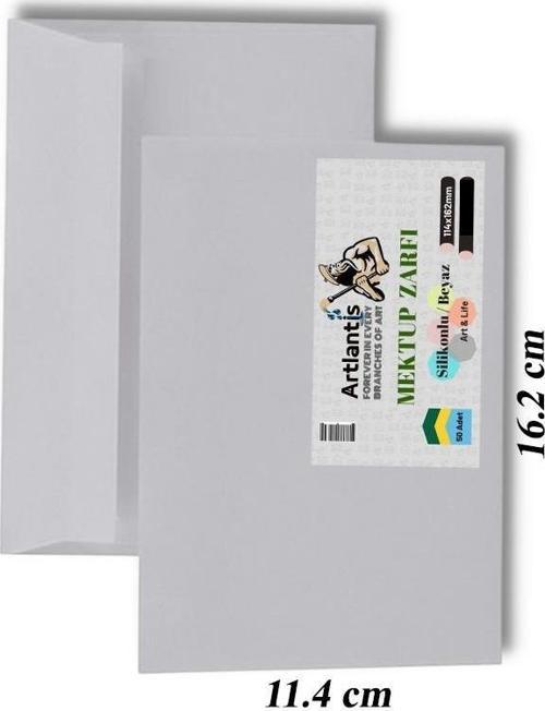 Mektup Zarfı Silikonlu 114x162 Mm 50 Adet 1 Paket Artlantis Cırtlı Beyaz Zarf Takı Zarfı Düğün Para Zarfı
