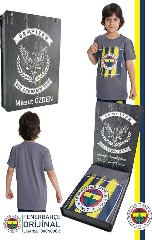 Orijinal Renkli Logo Sıfır Yaka Çocuk T-Shirt Kişiye Özel Hediyelik Ahşap