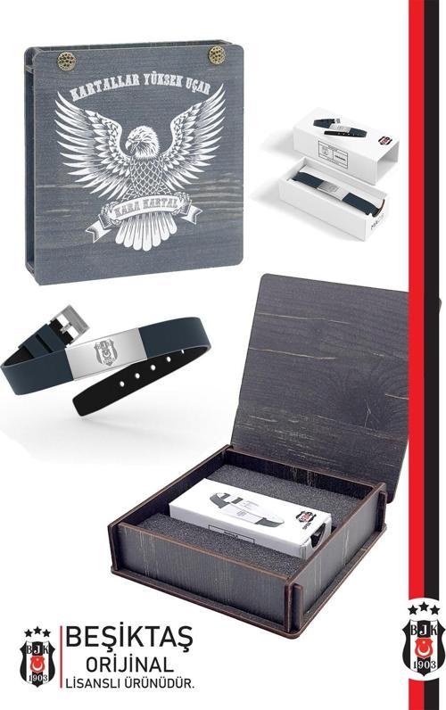 Beşiktaş Orijinal Lisanslı Fashion Ayarlanabilir Bileklik Hediyelik Ahşap Kutulu