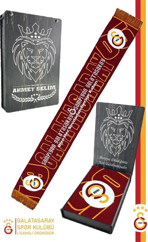 Orijinal Lisanslı Akrilik Şampiyon Galatasaray Atkı Kişiye Özel Ahşap Ku
