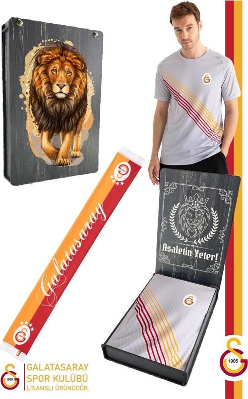 Orijinal Lisanslı Match Day Gri T-Shirt + Şal Kaşkol Set Hediyelik Ahşap Kut