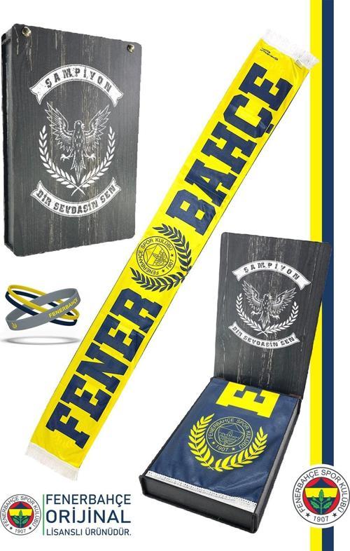 Orijinal Lisanslı Established 1907 Fenerbahçe Şal Atkı Ve Bileklik Set Kanary