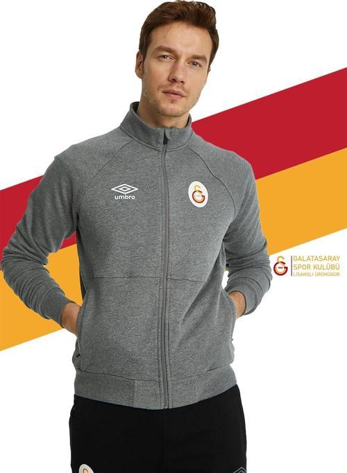Galatasaray Orijinal Lisanslı Dik Yaka Fermuarlı Gri Sweat