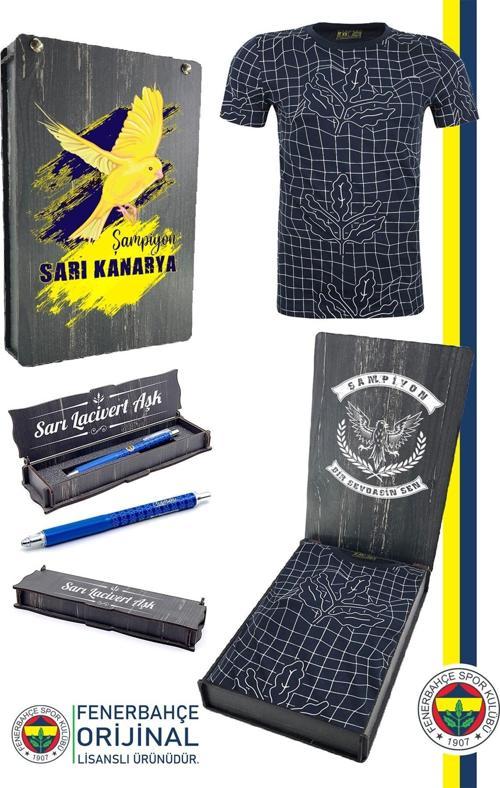 Orijinal Lisanslı Palamut LogoTribün T-Shirt + Kalem Set Hediyelik Ahşap Kutu