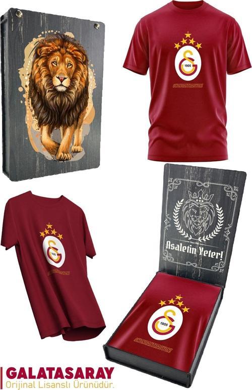 Gs Tsrt 101 Galatasaray Orijinal Lisanslı 5 Yıldız Geliyor T-Shirt Gs Aslan Baskılı Hediyelik Ahşap 