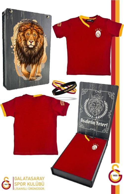 Orijinal Lisanslı Kırmızı Basic Çocuk T-shirt + Bileklik Set Hediyelik Ahşap