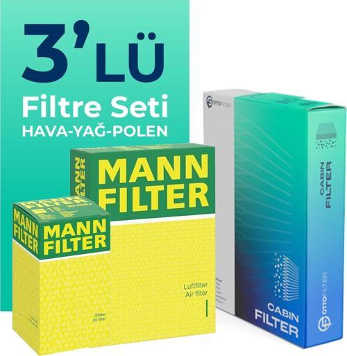 MANN Skoda Rapid 1.6 Dizel Filtre Bakım Seti (2012-2015) 3 Lü