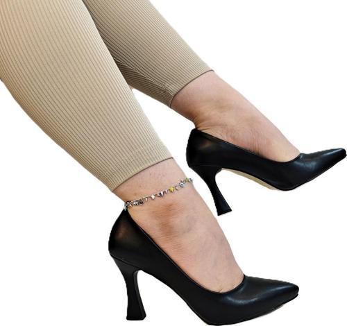 7036 Siyah Cilt İnce Kadeh Topuk Stiletto Topuklu Ayakkabı