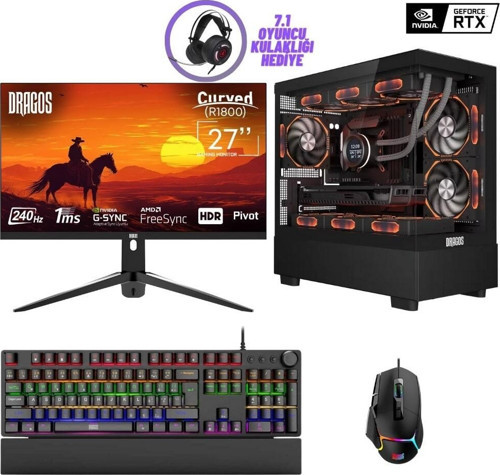 DRx7154 i5 12400F 16GB Ram 1TB NVMe 8GB RTX4060 27 İnç 240Hz Curved Oyun Hazır Sistem