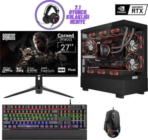 DRx7229 i7 14700K 32GB DDR5 Ram 1TB NVMe 8GB RTX4060 27 İnç 240Hz Curved Sıvı Soğutmalı Oyun