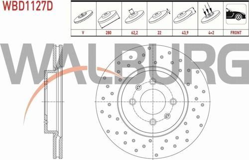 Kıa Rıo Fren Diski Ön Havalı Performans Delikli 4 Bjn 280X22X62,2X43,9 51712-1W000