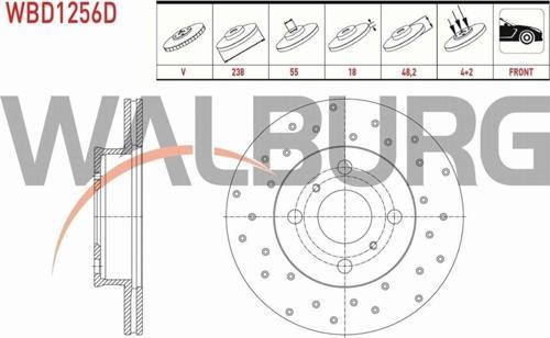 Toyota Corolla Uyumlu Fren Diski Ön Havalı Performans Delikli 4 Bjn 238X18X55X48,2 8E0615601M
