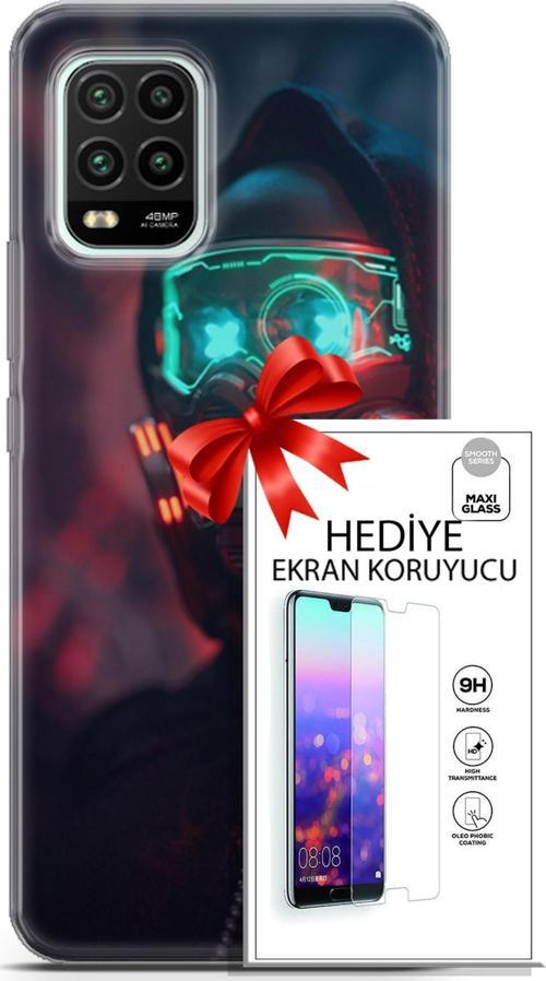 Xiaomi Mi 10 Lite 5G Kılıf Orijinal Seri Cyberpunk 03 Vr Maske Arka Kapak + Ekran Koruyucu