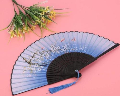 Yelpaze Kaliteli Siyah Özel El Yapımı Bambu Hediye Kese ile