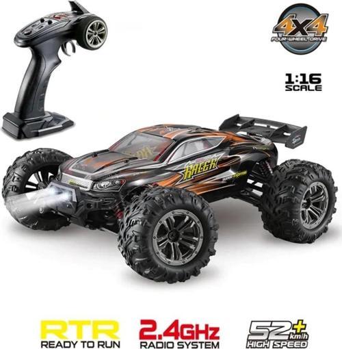 Xinlehong 1:16 Brushless Uzaktan Kumandalı Yüksek Hızlı Rc Araba 52km/s 2.4Ghz 4WD Usb Şarj Turuncu