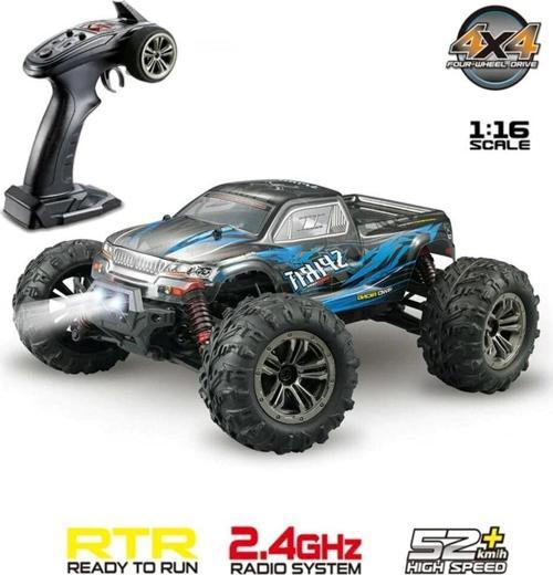 Xinlehong 1:16 Brushless Uzaktan Kumandalı Yüksek Hızlı Rc Araba 52km/s 2.4Ghz 4WD Usb Şarj Mavi