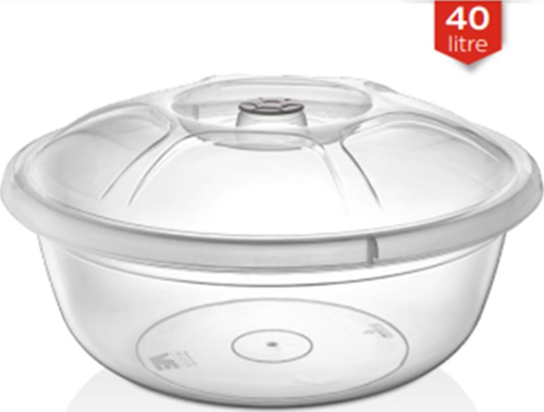 6 No Hamur Leğeni Şeffaf 40 Lt MRD241