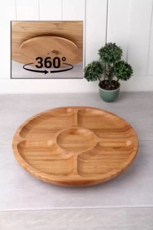 Döner Bambu Sunum Tabağı 5 Bölmeli 25 Cm BLS DS2525