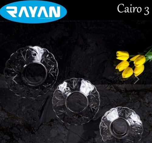 6'lı Cam Tabak Güneş Yıldız Gül 3 Model G-405