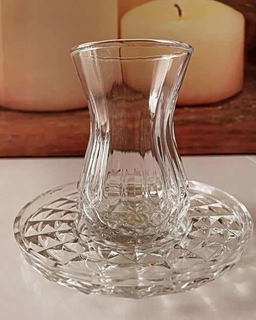 Alin Adela 6'lı Cam Çay Tabağı Çay Tabak Altlığı RYG8030