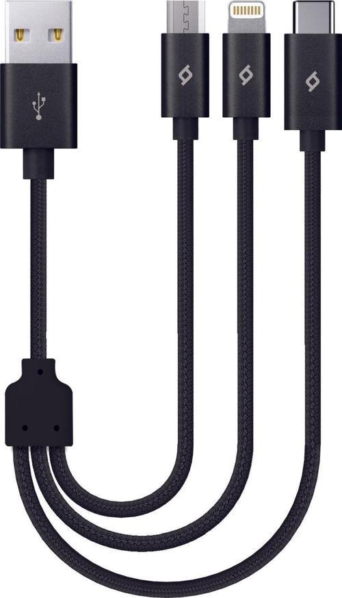 2DK31 Alumicable Mini Trio 30cm Şarj Kablosu USB-A - USB-C / Lightning / Micro USB