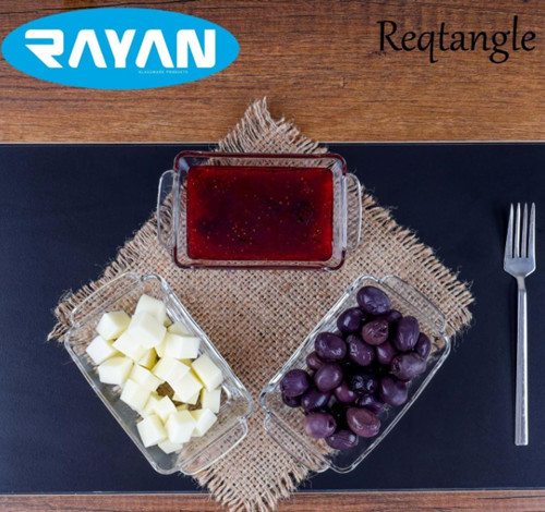 Rayan Reqtangle Tekli Dikgörtgen Cam Kahvaltılık
