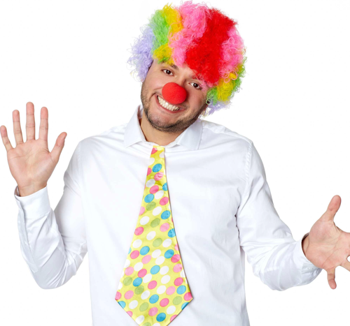 Rengarenk Kıvırcık Afro Bonus Peruk Ve Kırmızı Burun Seti