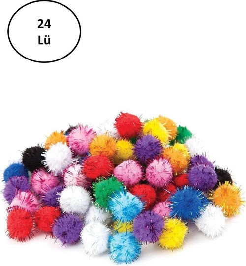 Puti Pom Pom Karışık Metalik 10mm-20mm-30 mm 24'lü