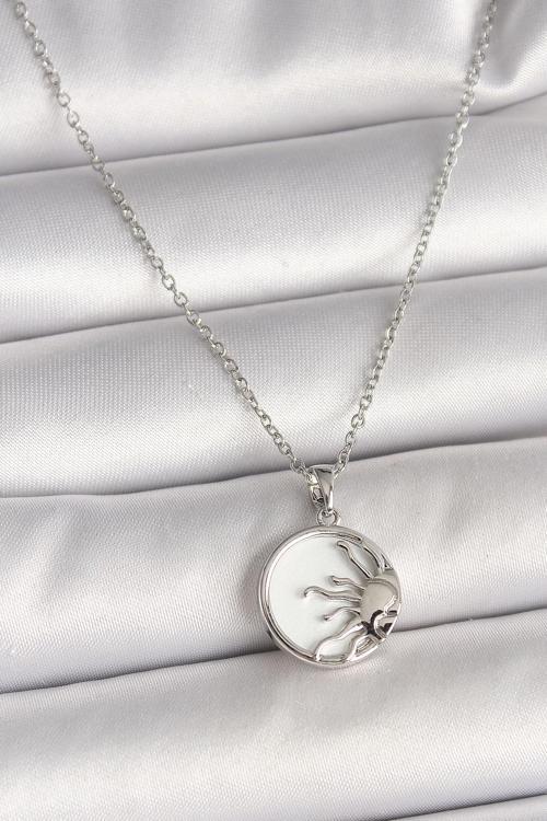 Gümüş Renk Zincir Beyaz Mineli Gün Batımı Model Kadın Kolye - EBJ250501W32777